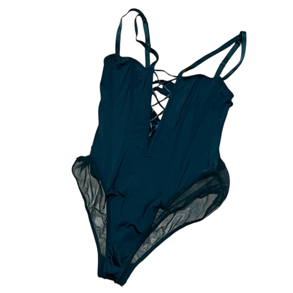 Victoria’s Secret Lace-Up Corset Bodysuit Emerald Green XL